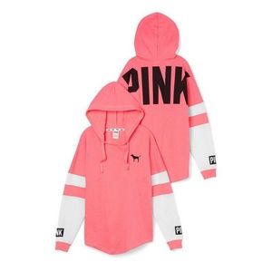 Victoria’s Secret PINK Varsity Hoodie Sweat Shirt Neon Colorblock S